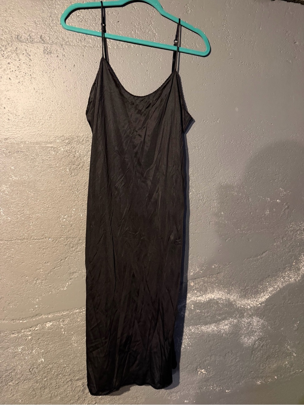 vassarette Black Maxi Slip Dress with Adjustable Spaghetti Straps